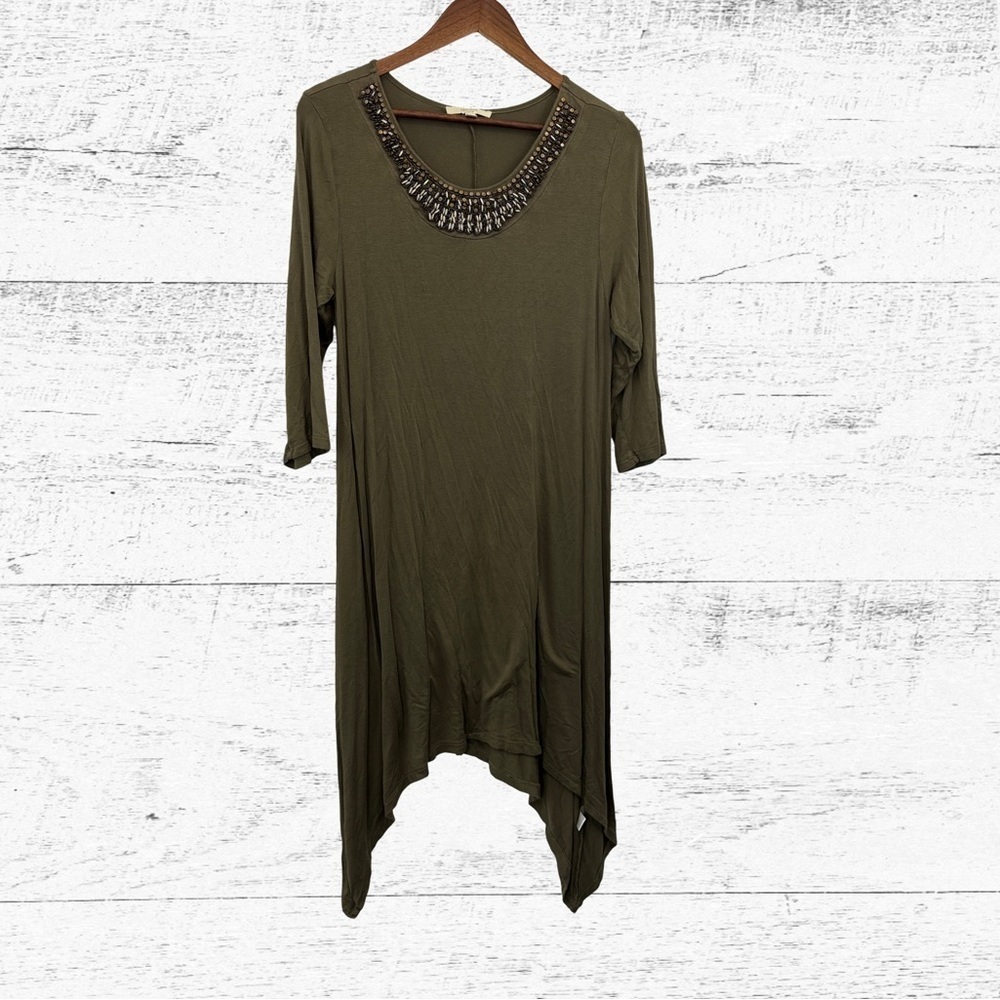 bundle 3 or more Haani Olive Tunic with Embellished Neckline
